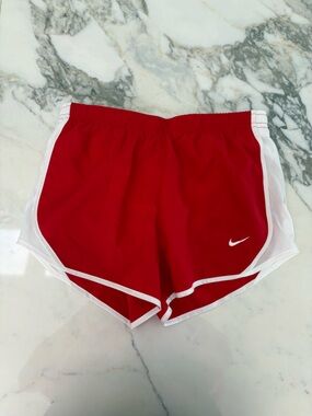 Nike Girl’s Red Athletic Shorts with White Trim